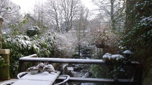 First snow on Sunday 13th of January 2013: terrace at the south side of the house.